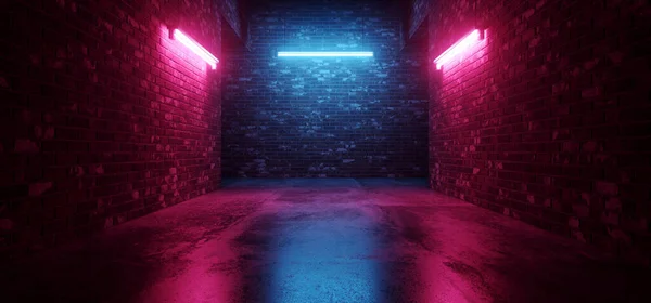 Cyber Sci Neon Tunnel Corridor Fluorescente Club House Laser Elétrico — Fotografia de Stock