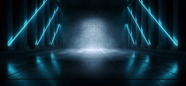Cement Beton Sci Futurisztikus Cyber Neon Electric Laser Lights Izzó — Stock Fotó