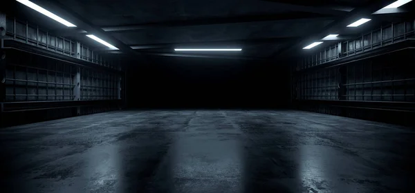 콘크리트 Led White Lights Underground Tunnel Corridor Cement Asphalt Hallway — 스톡 사진