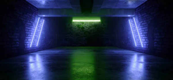 Showcase Neon Club Retro Brick Walls Betong Grunge Underground Club — Stockfoto