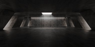 Siber Fütürist Yeraltı Bodrum Merkezi Bilim Kurgu Lazer Neon Parlayan Görünmez Grunge Depo Dystopian 3D Çizim