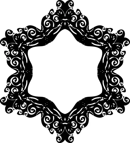 Adorno Tarjeta Blanca Negra Con Mandala Elemento Geométrico Del Círculo — Vector de stock