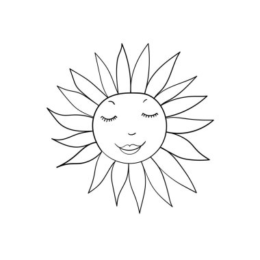 Çizgi film yüzü. Vektör çizimi. Renklendirme kitabı ögesi.