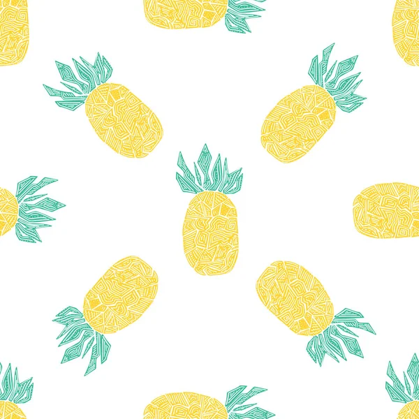 Seamless Pattern Colorful Pineapple Fruits Decorative Background — Stock Vector