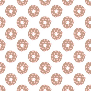 Elle çizilmiş vektör elementleriyle kusursuz desen. Çörekler. Minimalist tarzda renkli bir geçmişi var. Dekoratif doku.