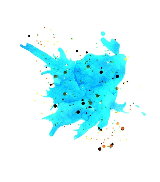 Abstract Watercolor Painting Decorative Design Element Blue Splash Glitter Particles — Stock Photo, Image