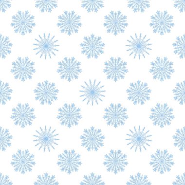 Yumuşak mavi dantelli kar taneleri olan kusursuz bir yeni yıl modeli. Dekoratif kış arkaplanı