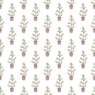 Renkli ladin ağaçlarıyla kusursuz dekoratif desen.