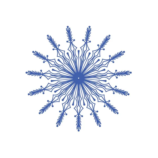 Elegante Blaue Vektor Schneeflocke Auf Weißem Hintergrund — Stockvektor
