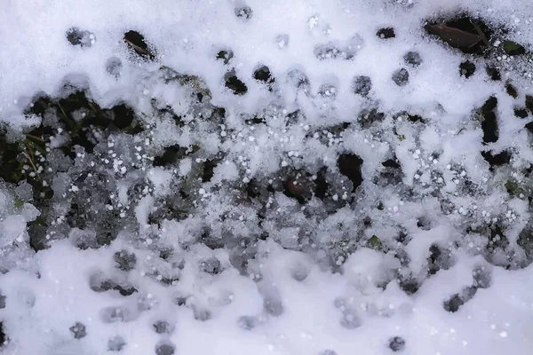 Superfície Neve Fusão Solo — Fotografia de Stock