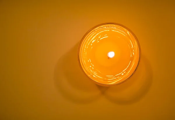 Спалювання Свічки Гарячого Полум Скляній Свічці — стокове фото