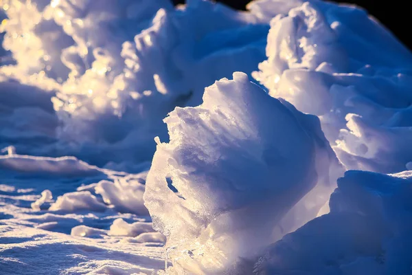 Olvadó Jég Hófelület Közel Napfényben — Stock Fotó