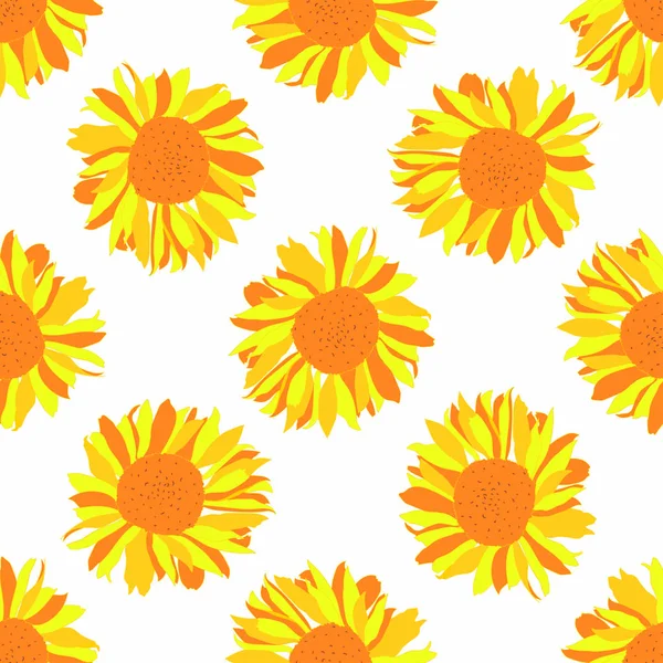 Nahtloses Muster Mit Hellen Sonnenblumen — Stockvektor
