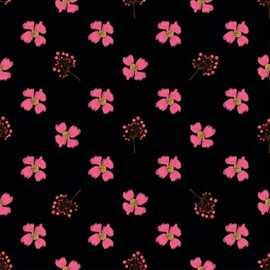 Renkli çiçek elementleriyle kusursuz vektör arkaplanı.