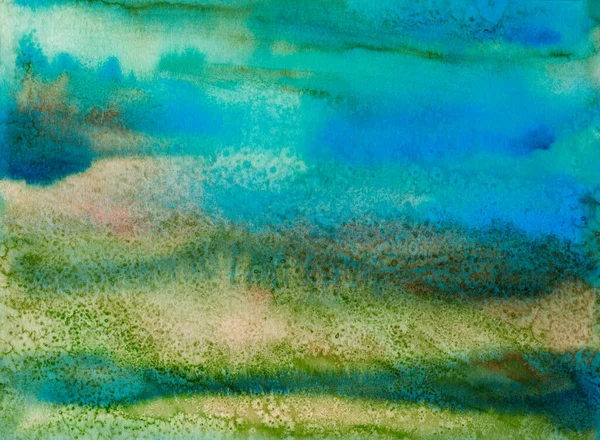 Abstrakter Handbemalter Hintergrund Aquarellmalerei Dekorative Bunte Textur Mit Salzflecken — Stockfoto