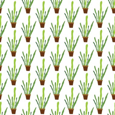 Ev bitkilerinde elle çizilmiş pürüzsüz tekrarlama deseni. Dekoratif bir geçmiş. Botanik biçim dokusu.