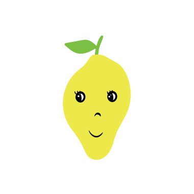 Komik sarı limon. Çizgi film tarzında etkileyici tatlı meyve çizimi.
