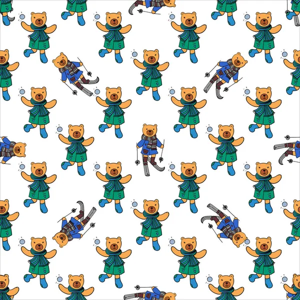 귀여운 곰들의 소름끼치는 캐릭터 스크랩북 포장지를 장식용 — 스톡 벡터