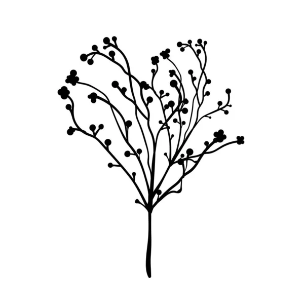 Illustration Vectorielle Silhouette Branche Arbre Sur Fond Blanc Élément Conception — Image vectorielle