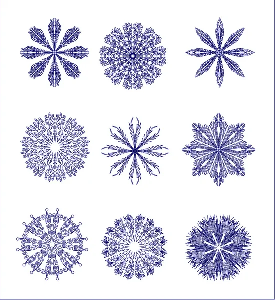 Snowflakes, blue set — Stock Vector