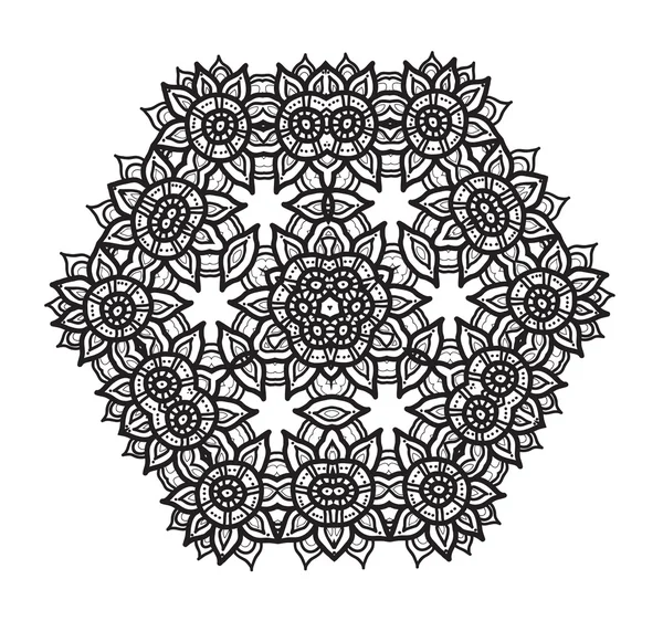 Mandala preto e branco . — Vetor de Stock