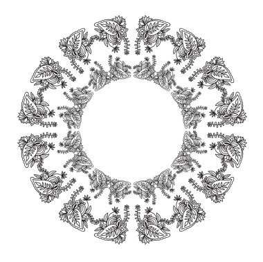 Soyut siyah beyaz dantelli mandala