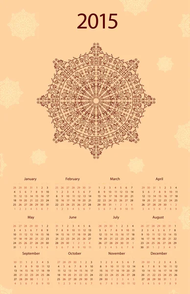 Calendario 2015 diseño, ilustración . — Vector de stock