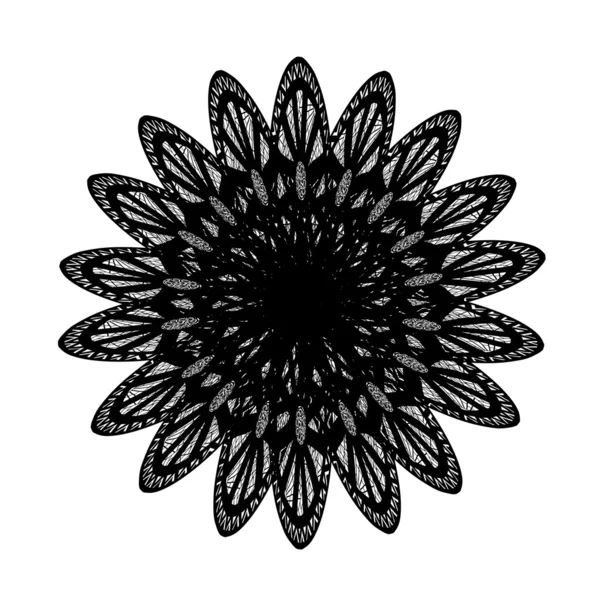 Abstracte zwart-wit lacy mandala — Stockvector