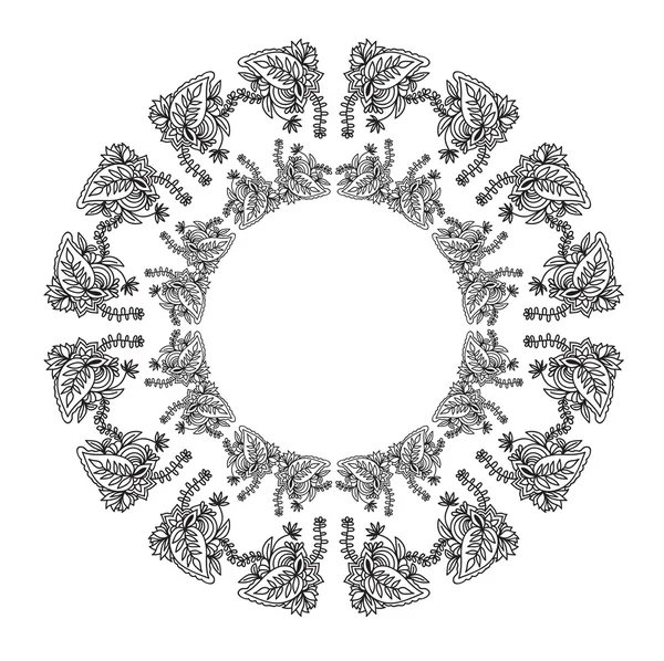 Soyut siyah beyaz dantelli mandala