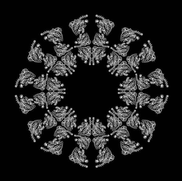 Mandala de encaje blanco y negro abstracto — Archivo Imágenes Vectoriales