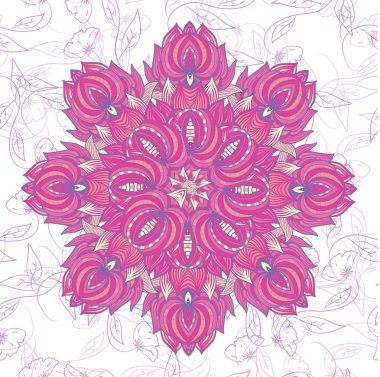 Çiçek arka plan üzerinde Mandala