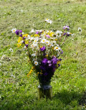 bir vazoda kır çiçekleri