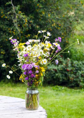 bir vazoda kır çiçekleri