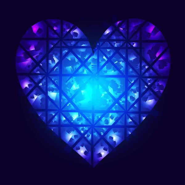 Shining heart on dark blue background — Stock Vector