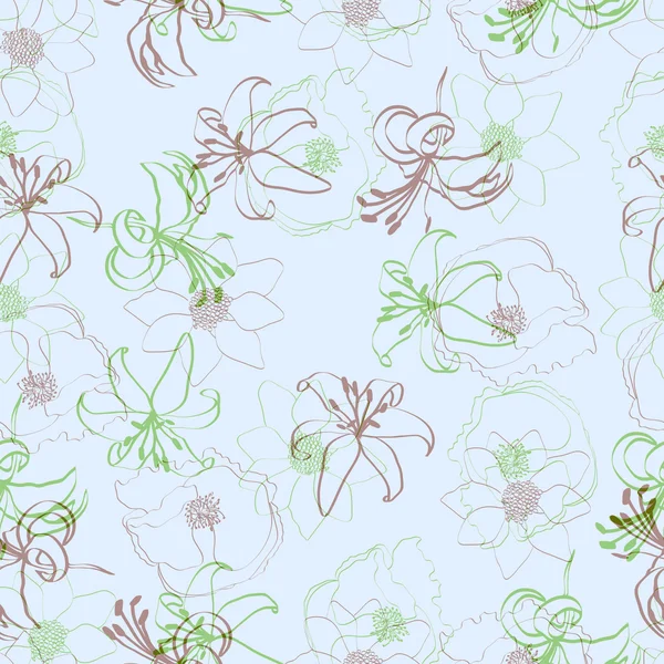 Fond sans couture avec des fleurs. — Image vectorielle