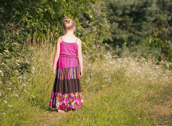 Menina em um prado de verão — Fotografia de Stock