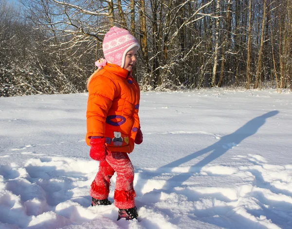 Счастливая девушка в зимнем пейзаже — стоковое фото