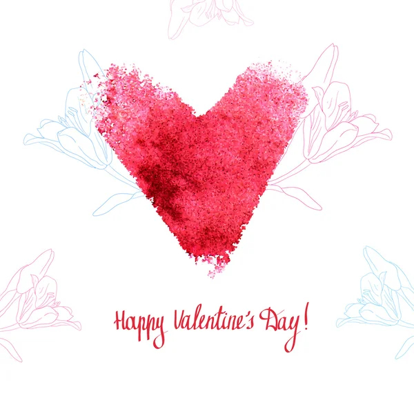 Valentine srdce s květinami, — Stockový vektor