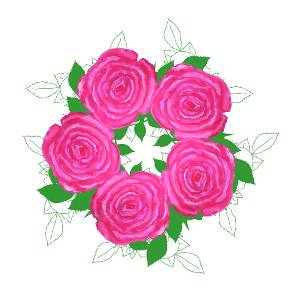 Венок из розовых цветов — стоковый вектор