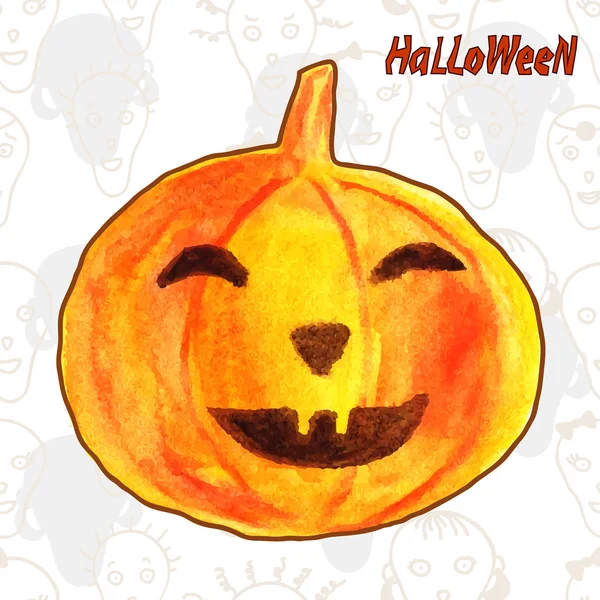 Akvarell Halloween pumpa — Stock vektor