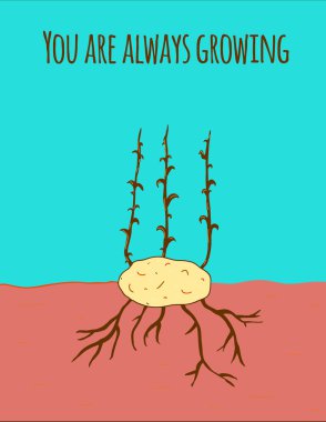 Büyüyen patates kavramı kartı