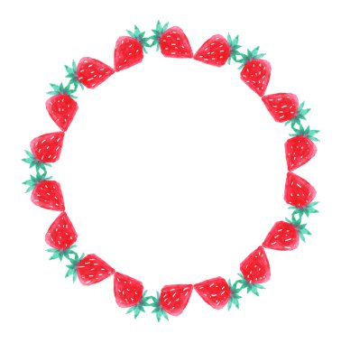 Çilek ile suluboya çelenk