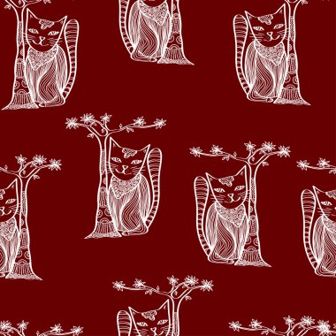 stilize kedi ile sorunsuz arka plan