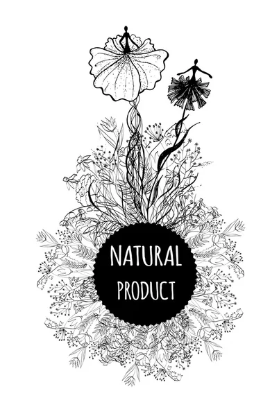 Doğal kozmetik ürünleri etiketi — Stok Vektör