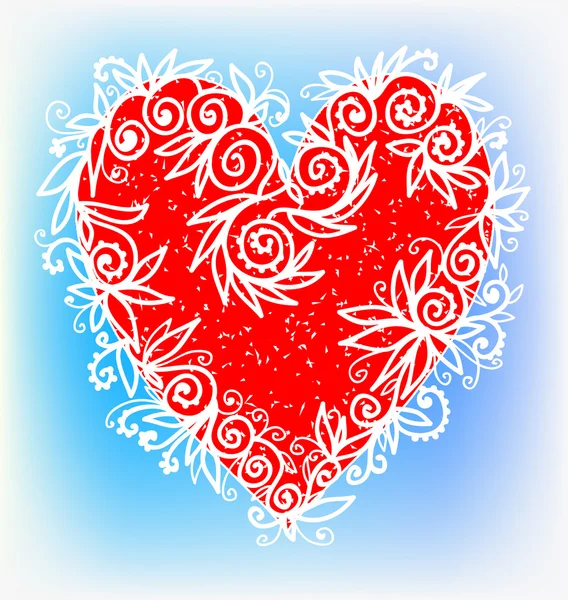 Красное сердце с кружевом — стоковый вектор
