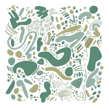 Yuvarlak şekilli ve yumuşak çizgileri olan eğlenceli bir soyut vektör çizimi. Yaratıcılık ve oyuncu minimalizm.