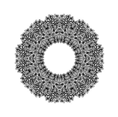 Çiçek süsleme daire içinde. Çerçeve veya kenarlık.