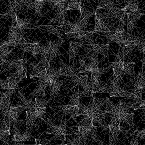 Weißes Spinnennetz Auf Schwarzem Hintergrund Abstraktes Nahtloses Fadenmuster Schwarz Weiße — Stockvektor