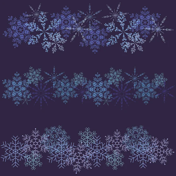 Set Vector Snowflakes Vector Brushes Illustrator Winter Snow Banner — Stock Vector