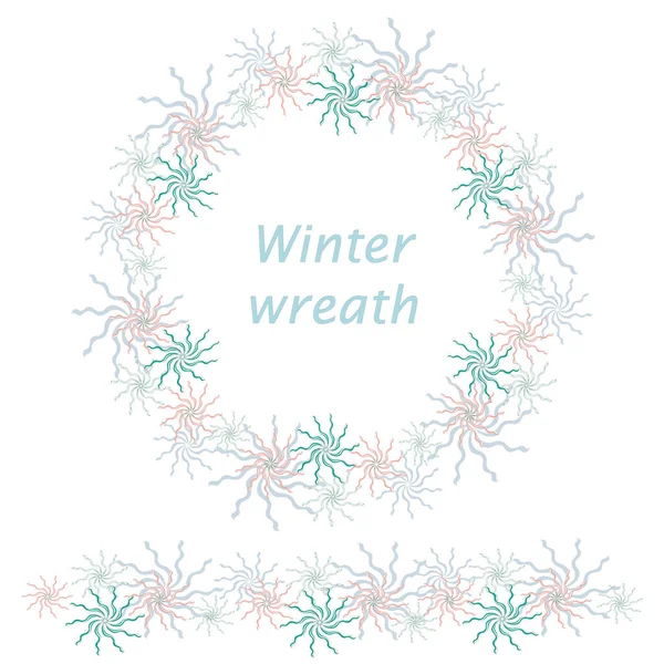 Festlicher Winterkranz Aus Schneeflocken Weihnachtsdekor Auf Weißem Hintergrund Vektor Schneeflocken — Stockvektor